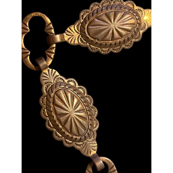 Vintage 1950’s Native American Concho Hammered Copper Concho Belt Necklace 30 in - Picture 3 of 7